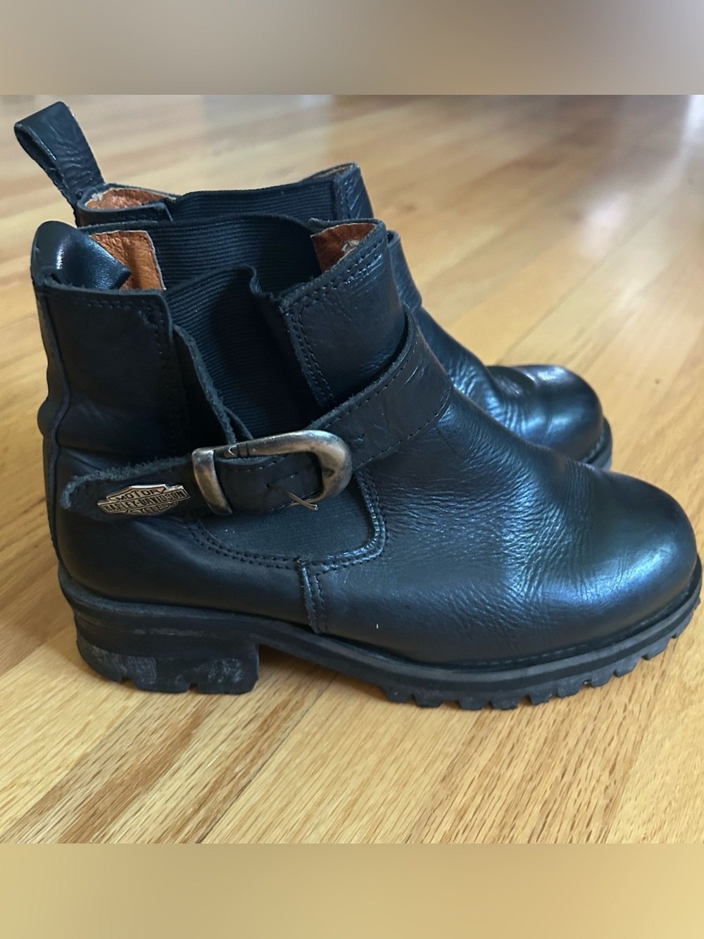 Harley-Davidson Black Leather Strap Biker Boots Size 9.5